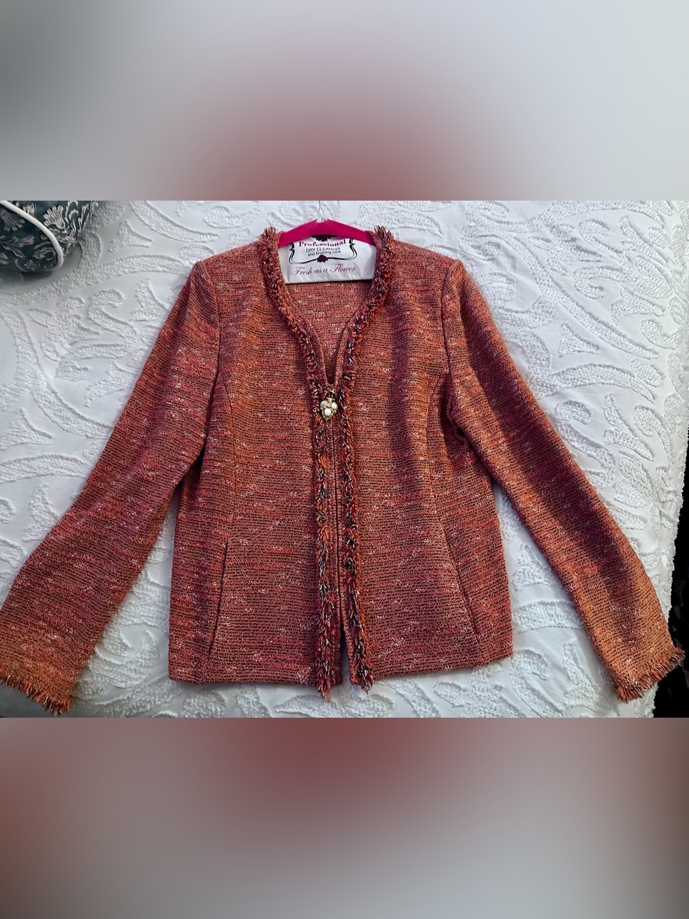 St. John Collection by Marie Gray, Knit Fringe-Trim Blazer, Size 10
